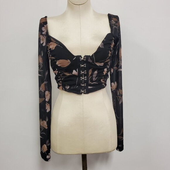 Windsor Womens Fairy Grunge Mesh Babydoll Cropped Top Size M Whimsigoth Sheer - Picture 1 of 9